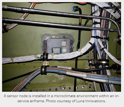 Corrosion monitoring sensor node installed within an aircraft airframe microclimate