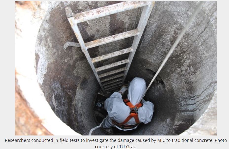 Researchers evaluating geopolymer concrete durability for wastewater applications