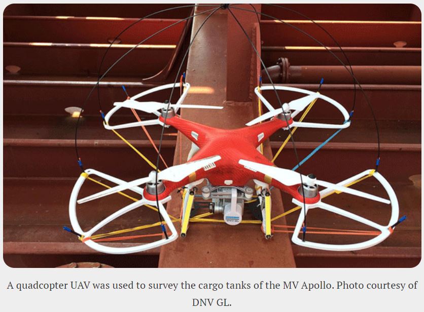 UAV used to assist with maritime cargo tank inspection